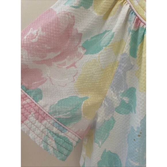 Vintage It’s a Charm Pastel Floral Housecoat Robe Dress Size Medium Snap Front - Picture 5 of 10